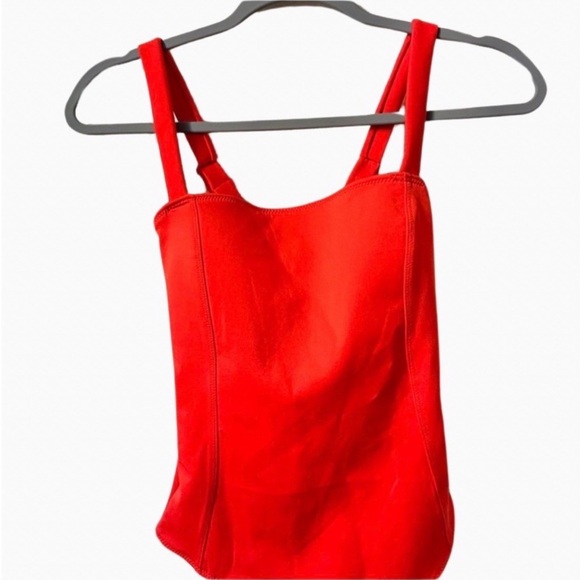 Good American Corset Tie Back One Piece Bathing Suit Swimsuit Red Small 4 - Picture 3 of 6